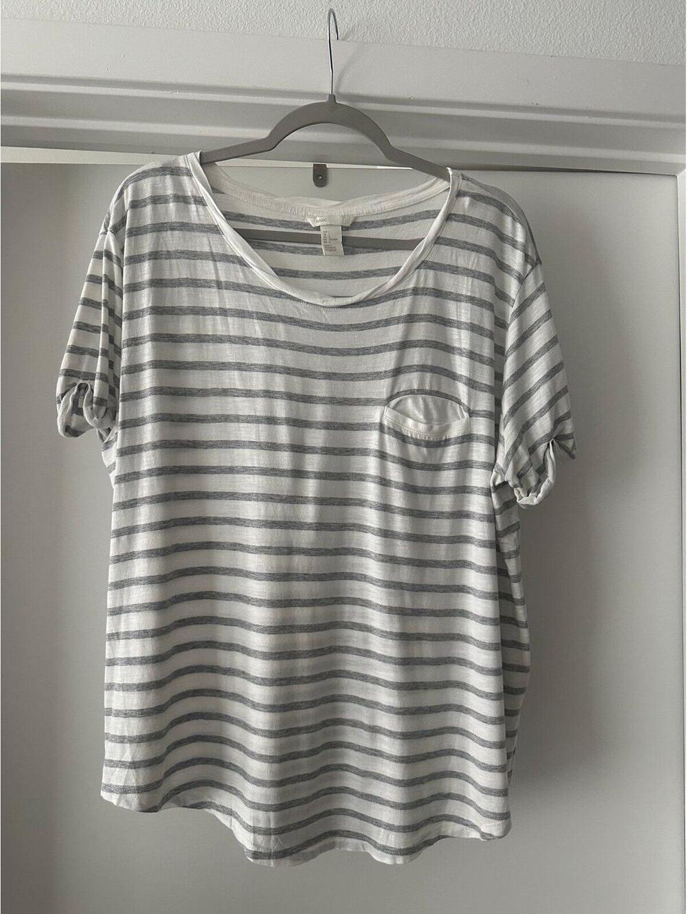H&M Grey and White Striped Shirt